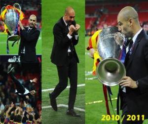 yapboz 2010-2011 Şampiyonlar Ligi kutluyor Josep Guardiola